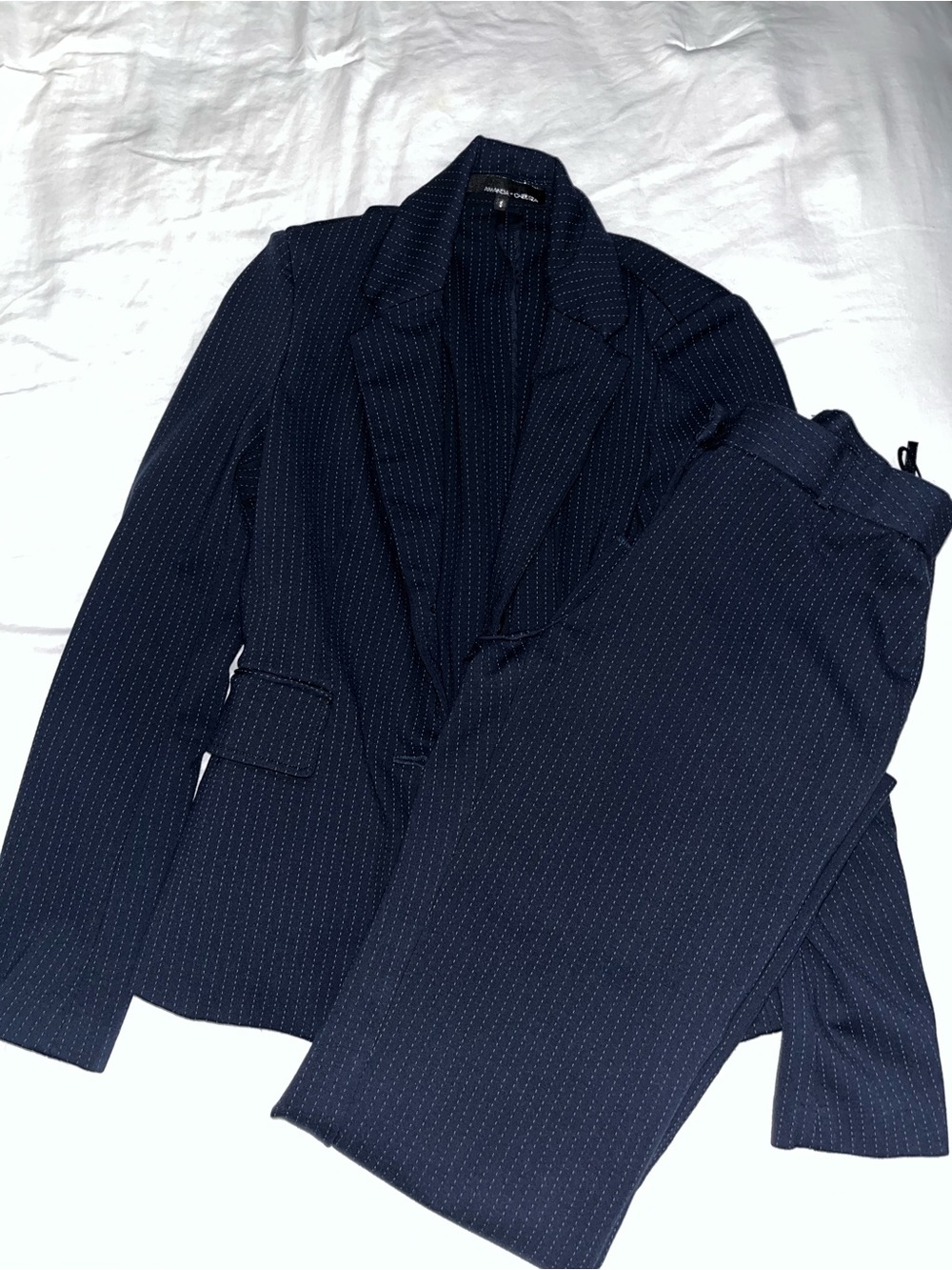 Amanda & Chelsea Navy Pinstripe Suit Blazer & Pants (Women’s)
